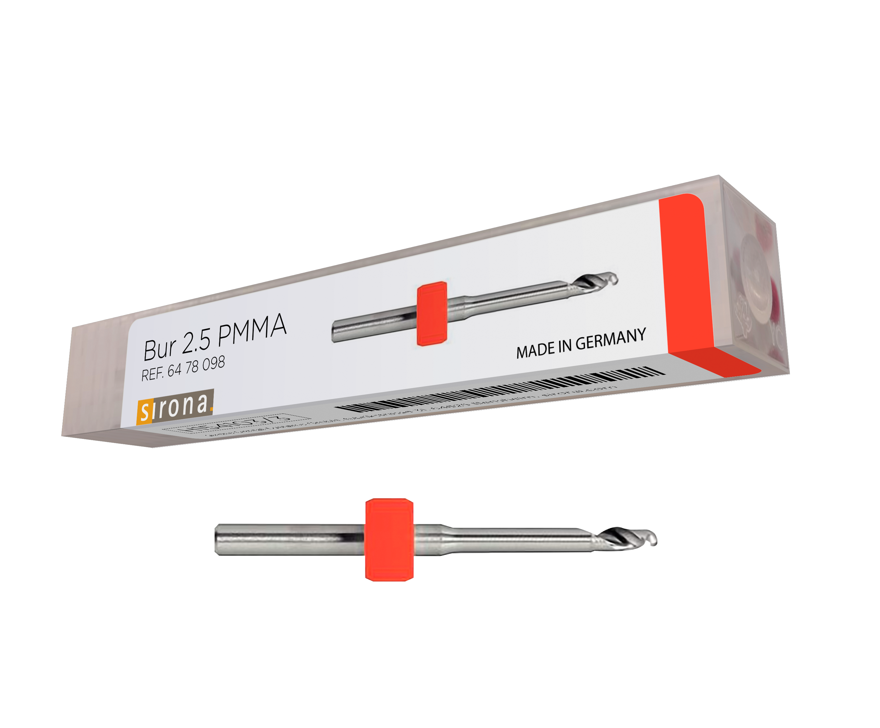 Brocas Bur 2.5 PMMA - Red